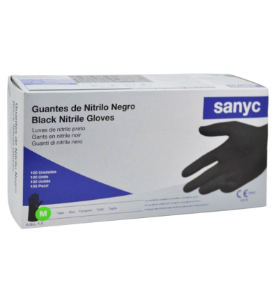 GUANTE NITRILO NEGRO SANYC S/ POLVO T/ M