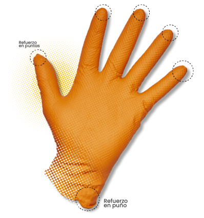 GUANTE NITRILO NARANJA LION T.S 50 U.