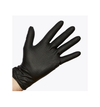 GUANTE NITRILO ONDULADO NEGRO T.XL 4 U.