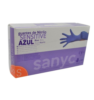 GUANTE NITRILO AZUL SENSITIVE T/P 100 U.