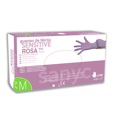 GUANTE NITRILO SENSITIVE ROSA T.M