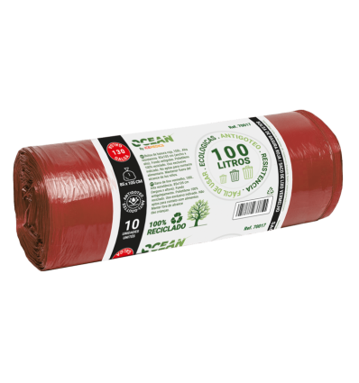 BOLSA 85 * 105 ROJA GALGA 130 ROLLO 10 UND.